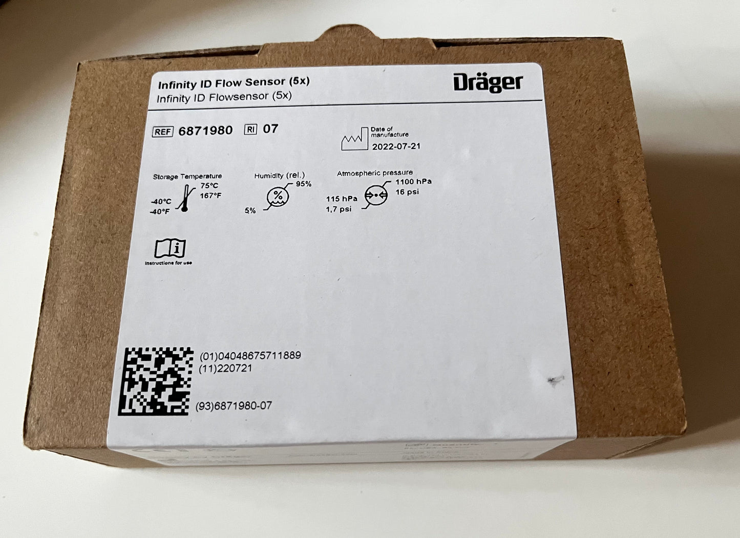 Drager flow sensor PN:6871980 for Savina 300 (1box of 5pcs)new original