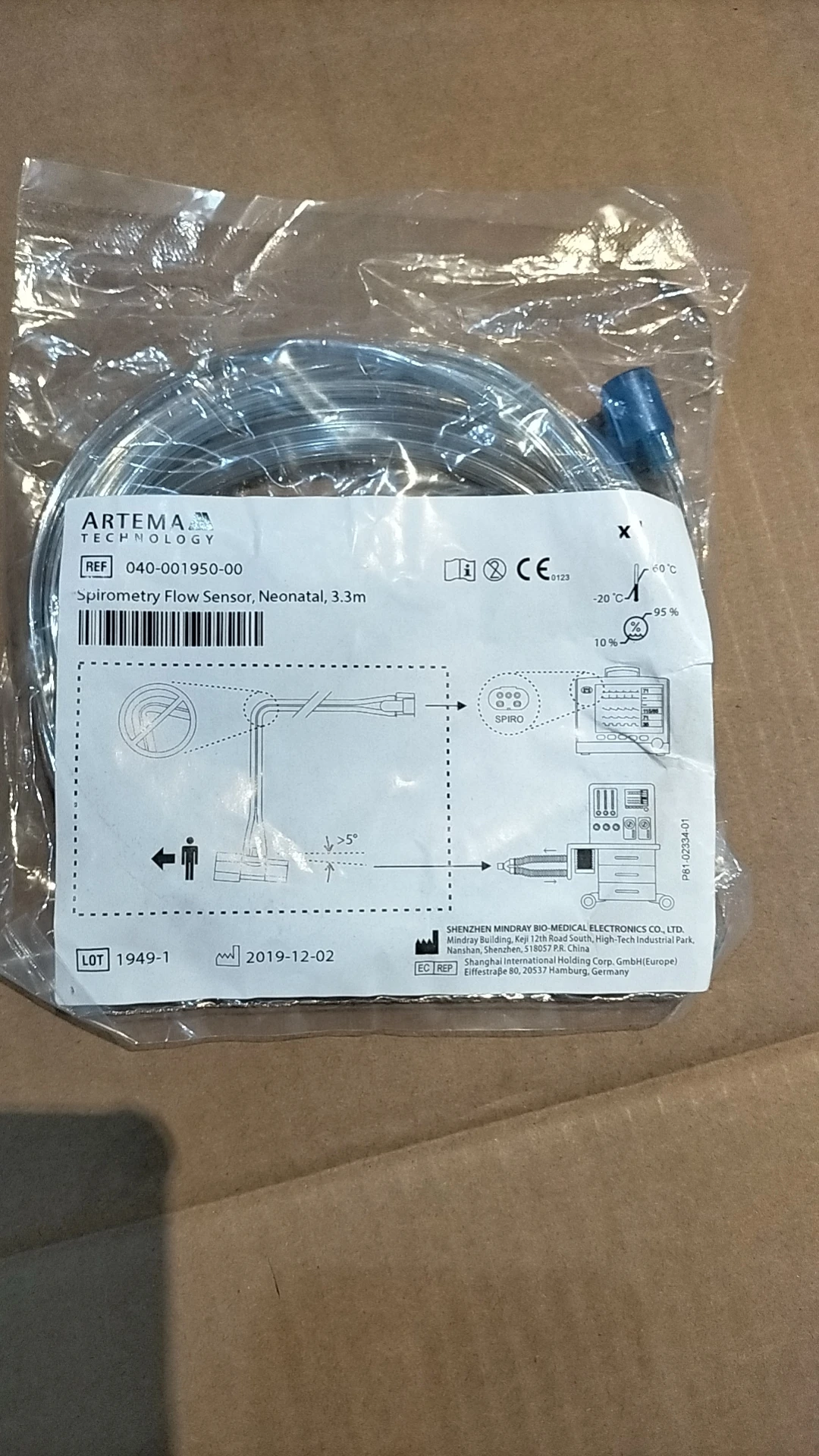 Mindray flow sensor REF:040-001950-00 3.3 m for E3 new original