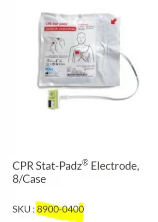 PN:8900-0400 CPR Stat-Padz Electrode (1 pack of 8 pcs), for ZOLL AED Plus (new,original)