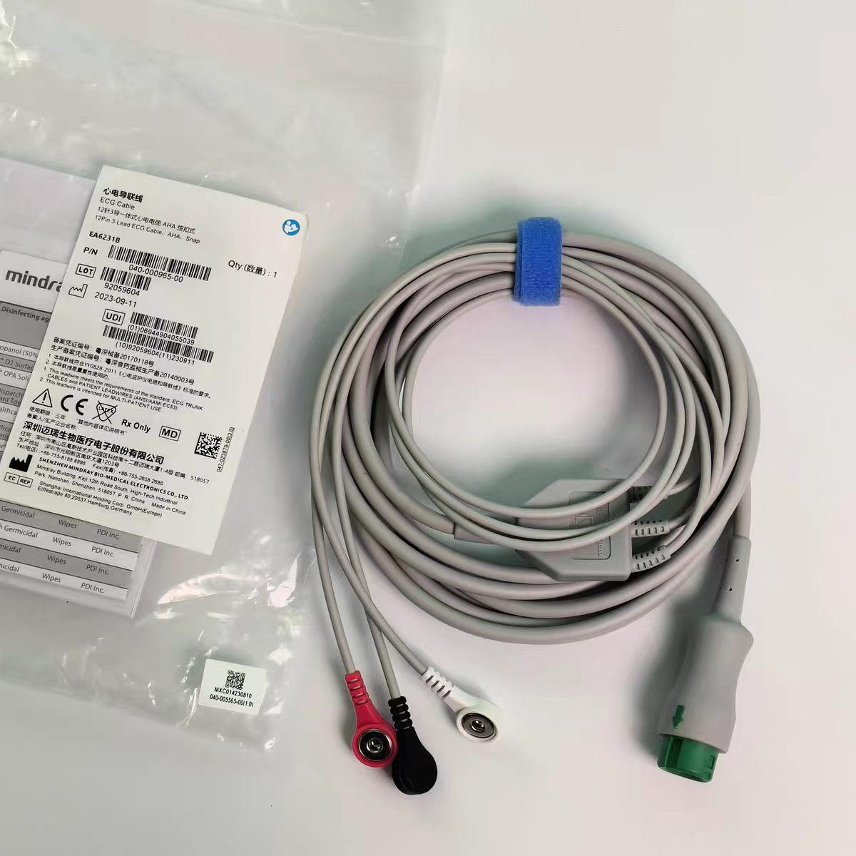 Mindray  12-pitch 3-conductor integrated lead wire AHA snap-on EA6231B new original