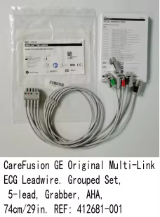 Care Fusion GE  Mu lti-Link E CG Lead  wire. Gr ouped Set, 5-lead, Grabber, AHA, 74cm/29in. REF: 412681-001 new original