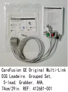 Care Fusion GE  Mu lti-Link ECG Lead  wire. Gr ouped Set, 5-lead, Grabber, AHA, 74cm/29in. REF: 412681-001 new original